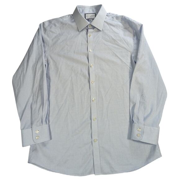Charles Tyrwhitt Mens 17 34 Extra Slim Fit Dress Shirt Blue Check Non Iron - Picture 1 of 11